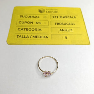 ANILLOS FLOR CON PIEDRA DE COLOR 14K TALLA 9 1 GR (NUEVO)