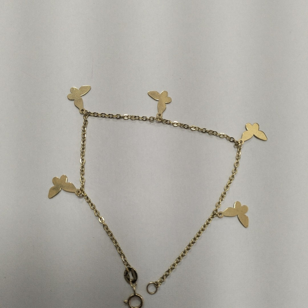 PULSERA ESPECIAL CON MARIPOSAS 14K 18 CM 2.1 GR (NUEVO)