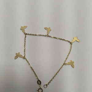 PULSERA ESPECIAL CON MARIPOSAS 14K 18 CM 2.1 GR (NUEVO)