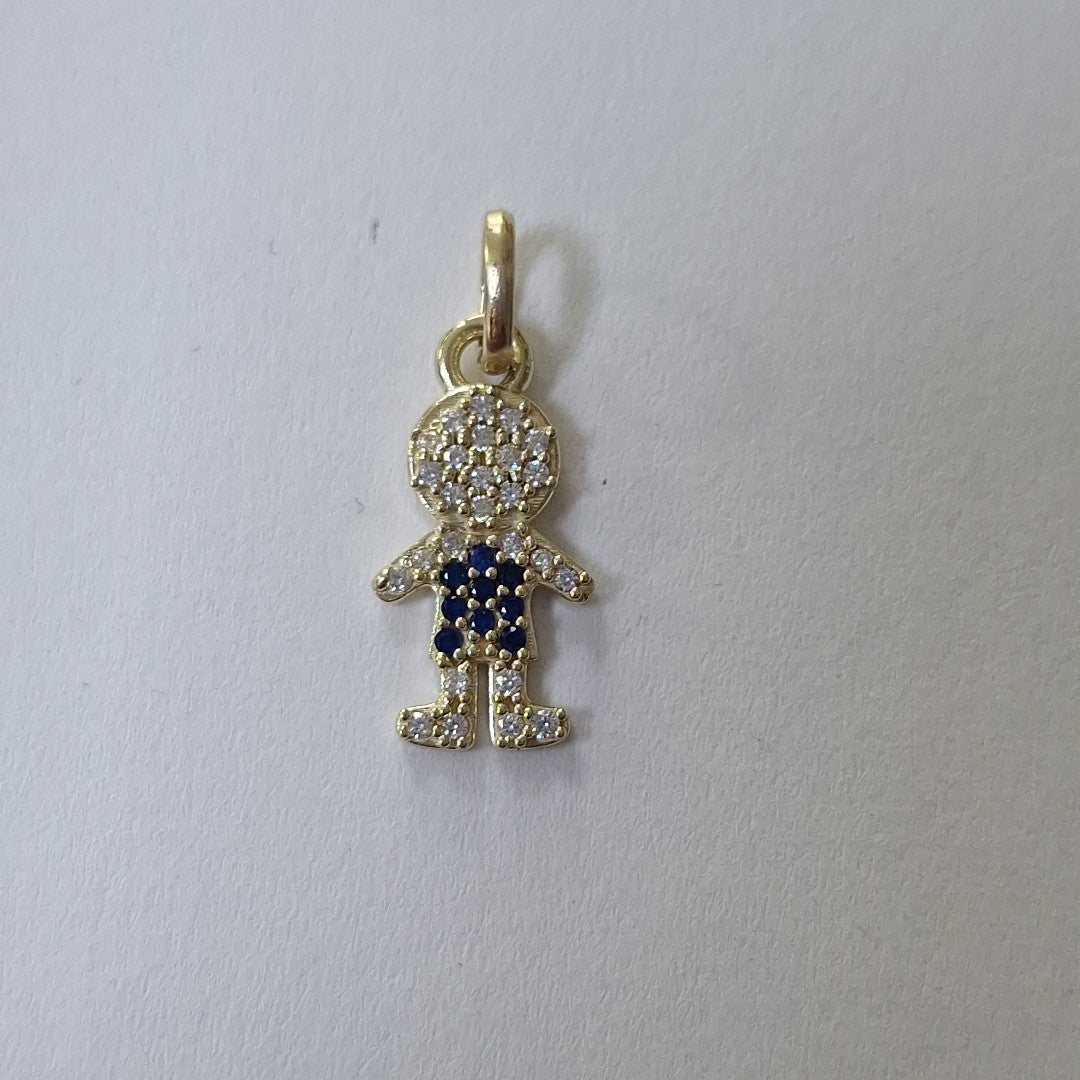 DIJE NIÑO CON CIRCONIAS Y PIEDRAS DE COLOR 10K 0.9 GR (NUEVO)