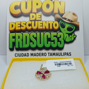 DIJE FLOR CIRCONIAS Y PIEDRAS DE COLOR 14K 2.5 GR (NUEVO)