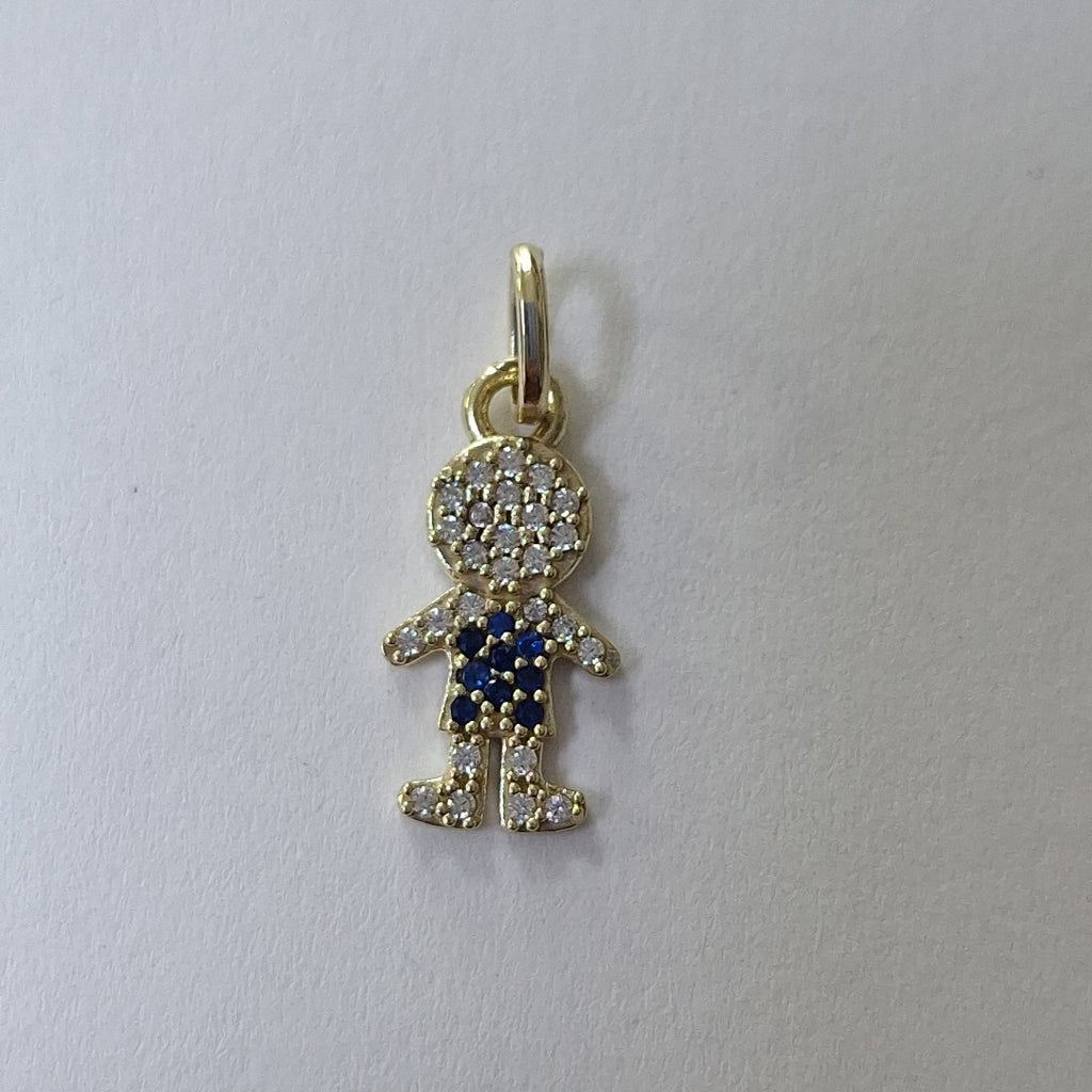 DIJE NIÑO CON CIRCONIAS Y PIEDRAS DE COLOR 10K 0.9 GR (NUEVO)