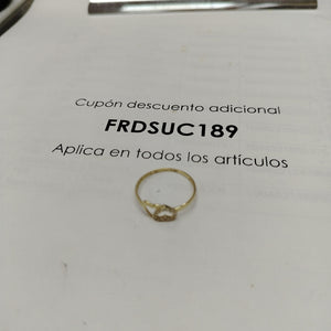 ANILLO ANILLITO CORAZONES UNIDOS C CIRCONIAS 14K 8 TALLA 0.9 GR (NUEVO)