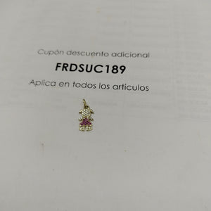 DIJE NIÑA CON CIRCONIAS Y PIEDRAS DE COLOR 10K 1.1 GR (NUEVO)