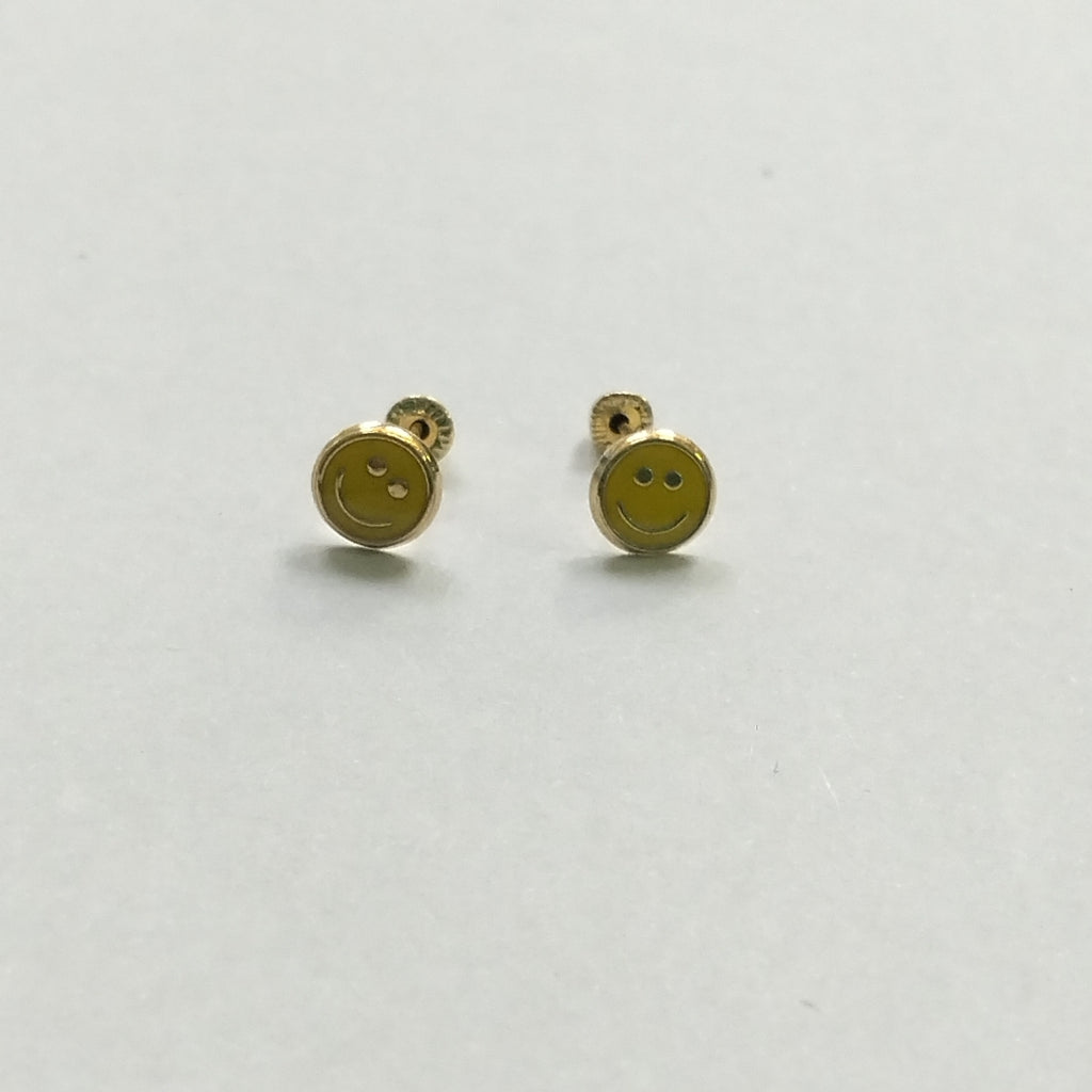 BROQUELES BROQUEL FIG SONRISA ESMALTE AMARILLO 14K 0.2074 GR (NUEVO)