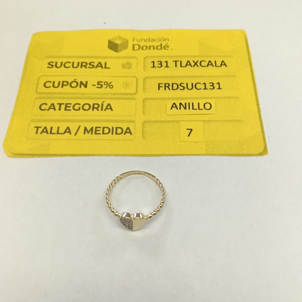 ANILLO ANILLITO FIG CORAZON C CIRCONIAS 14K 7 TALLA 1.6 GR (NUEVO)