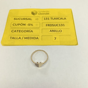 ANILLO ANILLITO FIG CORAZON C CIRCONIAS 14K 7 TALLA 1.6 GR (NUEVO)