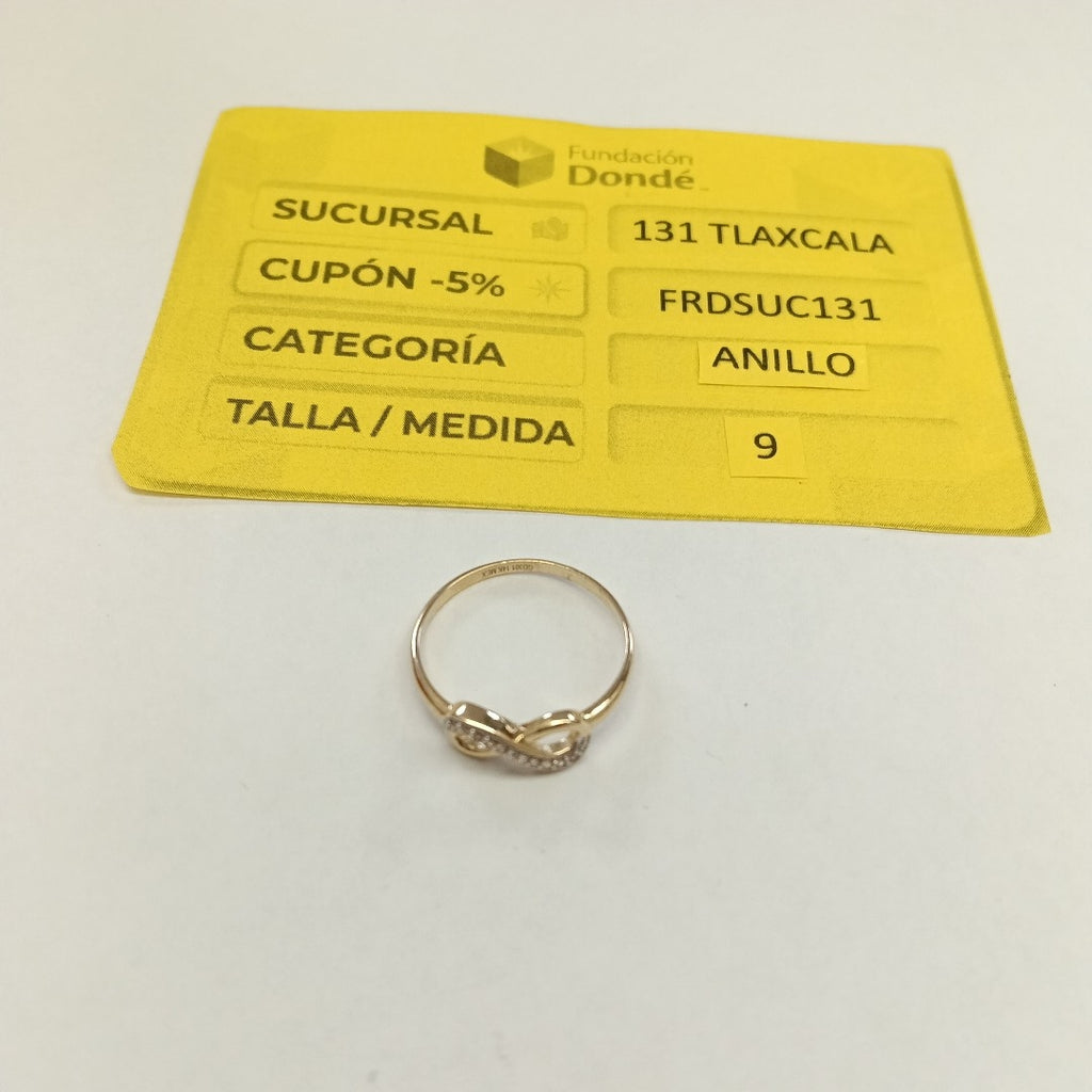 ANILLO ANILLITO FIG INFINITO C CIRCONIAS 14K 9 TALLA 1.8 GR (NUEVO)