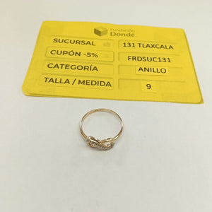 ANILLO ANILLITO FIG INFINITO C CIRCONIAS 14K 9 TALLA 1.8 GR (NUEVO)