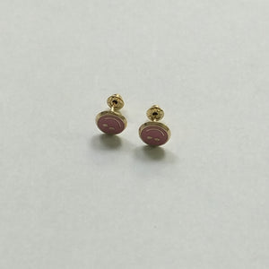 BROQUELES BROQUEL FIG SONRISA ESMALTE ROSA 14K 0.1696 GR (NUEVO)