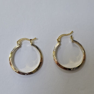 ARETES TEJIDO ARRACADAS BISELADAS COMBINADAS 14K 1.4 GR (NUEVO)