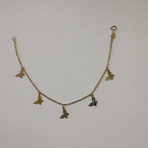 PULSERA ESPECIAL CON MARIPOSAS 14K 18 CM 2.1 GR (NUEVO)