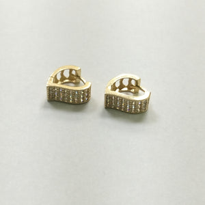 ARETES ARRACADAS CORAZON C CIRCONIAS 14K 2.1 GR (NUEVO)
