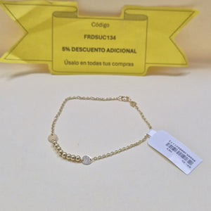 PULSERA TEJIDO ESPECIAL CON BOLITAS 14K 18 CM 1.8 GR (NUEVO)
