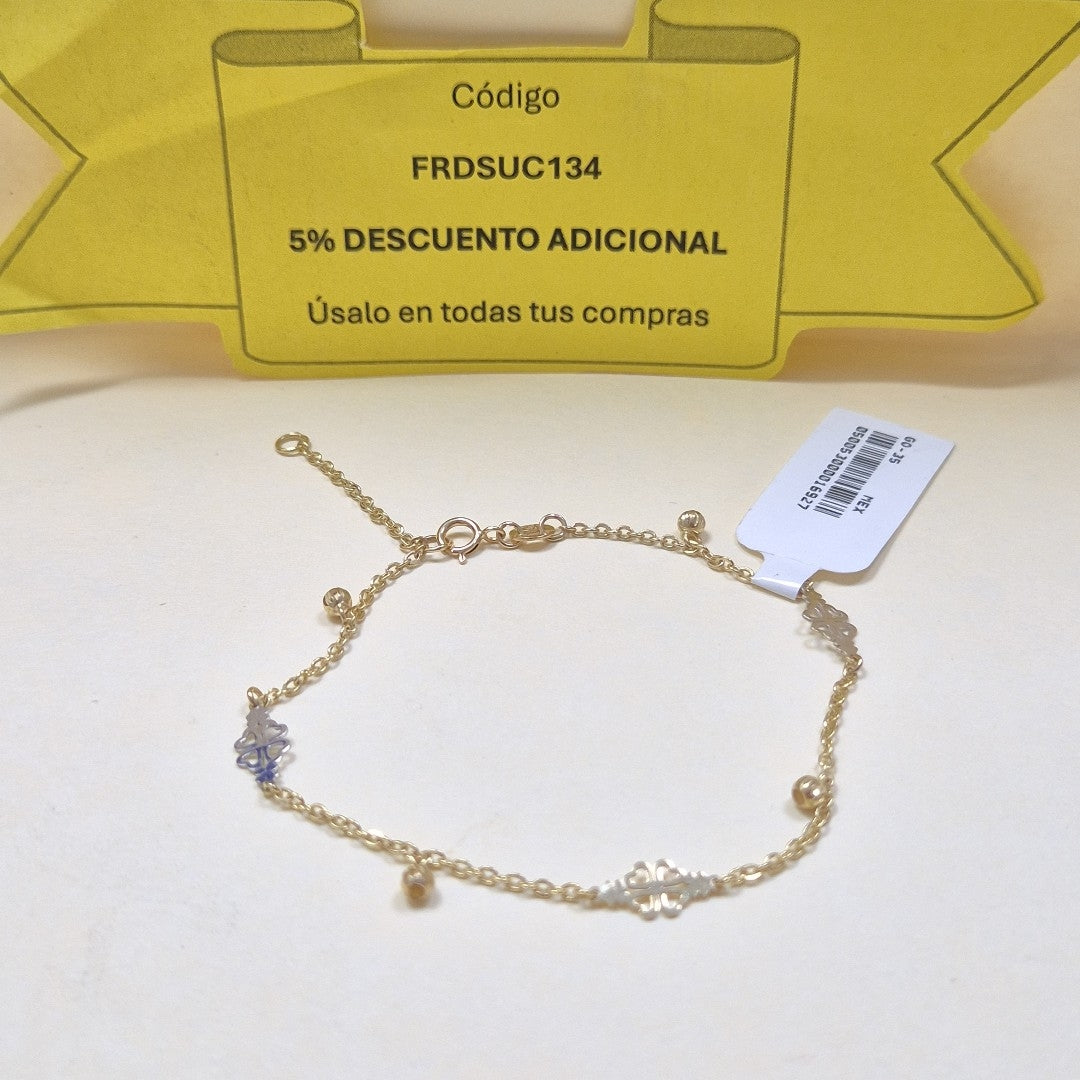 PULSERA ESPECIAL CON TREBOL 14K 18 CM 1.8 GR (NUEVO)