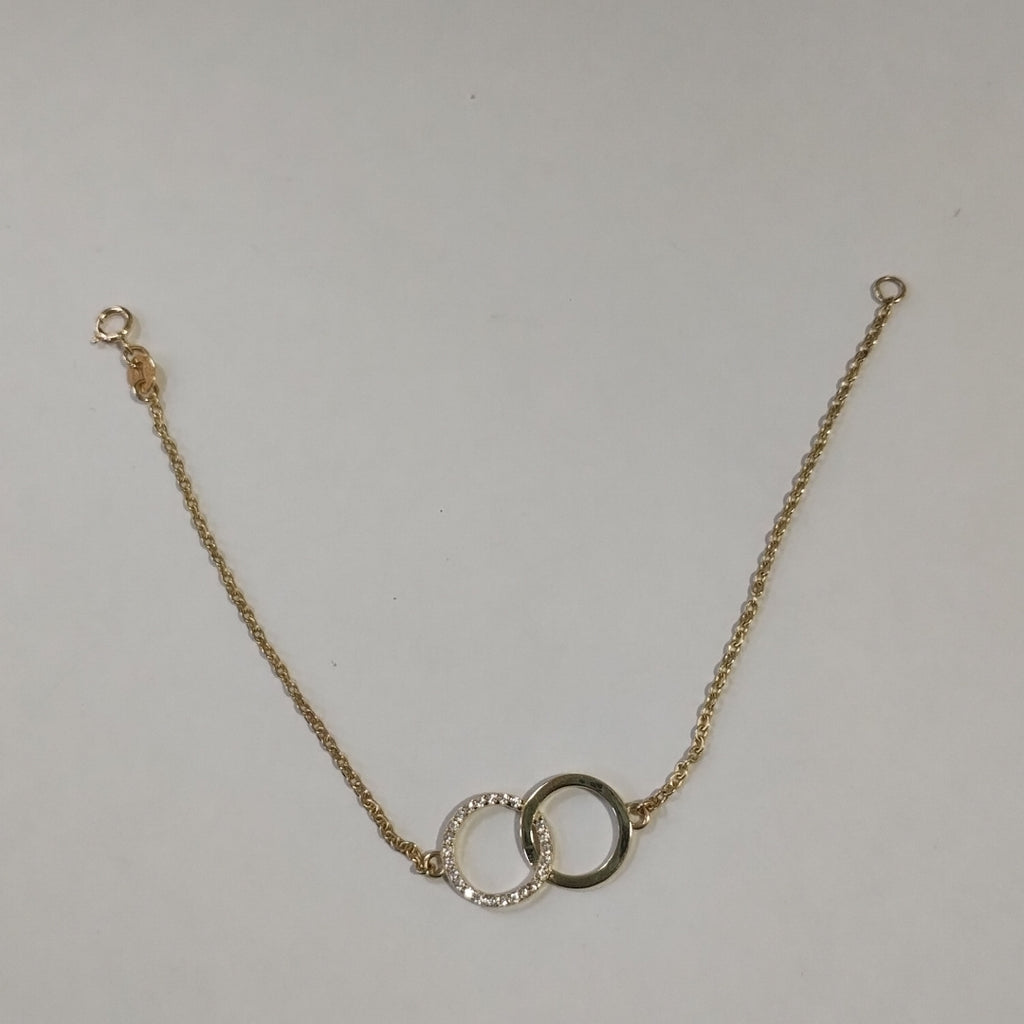 PULSERA TEJIDO ESPECIAL FIG AROS UNIDOS C CIRCS 14K 18 CM 2.1 GR (NUEVO)