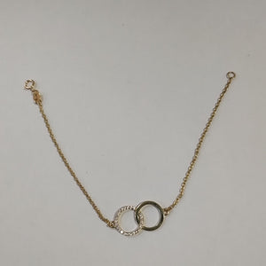PULSERA TEJIDO ESPECIAL FIG AROS UNIDOS C CIRCS 14K 18 CM 2.1 GR (NUEVO)