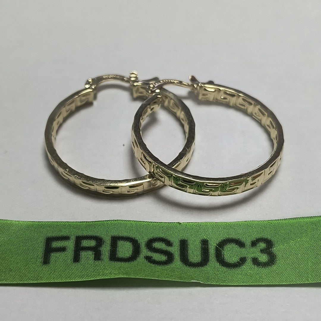ARETES TEJIDO ARRACADA CON GRECAS 14K 2.7 GR (NUEVO)