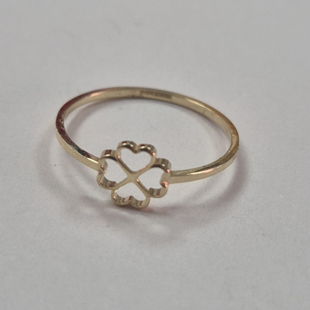 ANILLOS ANILLITO FIG TREBOL 4 HOJAS 10K TALLA 8 0.8 GR (NUEVO)