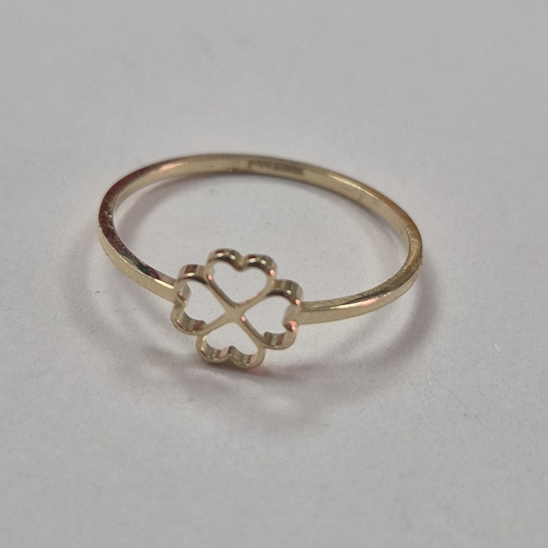 ANILLOS ANILLITO FIG TREBOL 4 HOJAS 10K TALLA 8 0.8 GR (NUEVO)