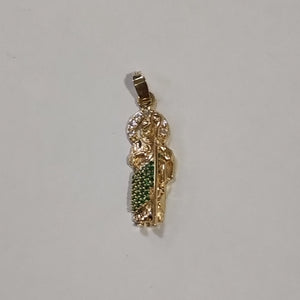 DIJE SAN JUDAS CON PIEDRAS DE COLOR 14K 1.6 GR (NUEVO)