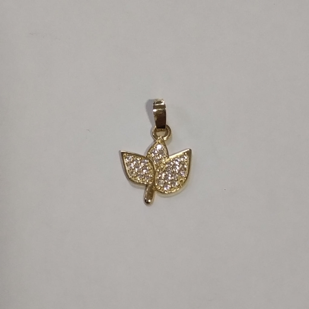 DIJE TEJIDO HOJAS CON CIRCONIAS 14K 1 GR (NUEVO)