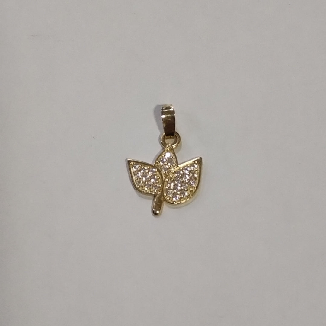 DIJE TEJIDO HOJAS CON CIRCONIAS 14K 1 GR (NUEVO)