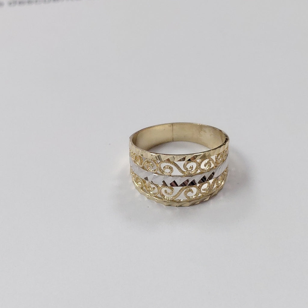 ANILLOS TIPO FILIGRANA COMBINADO 14K TALLA 7 2.8 GR (NUEVO)