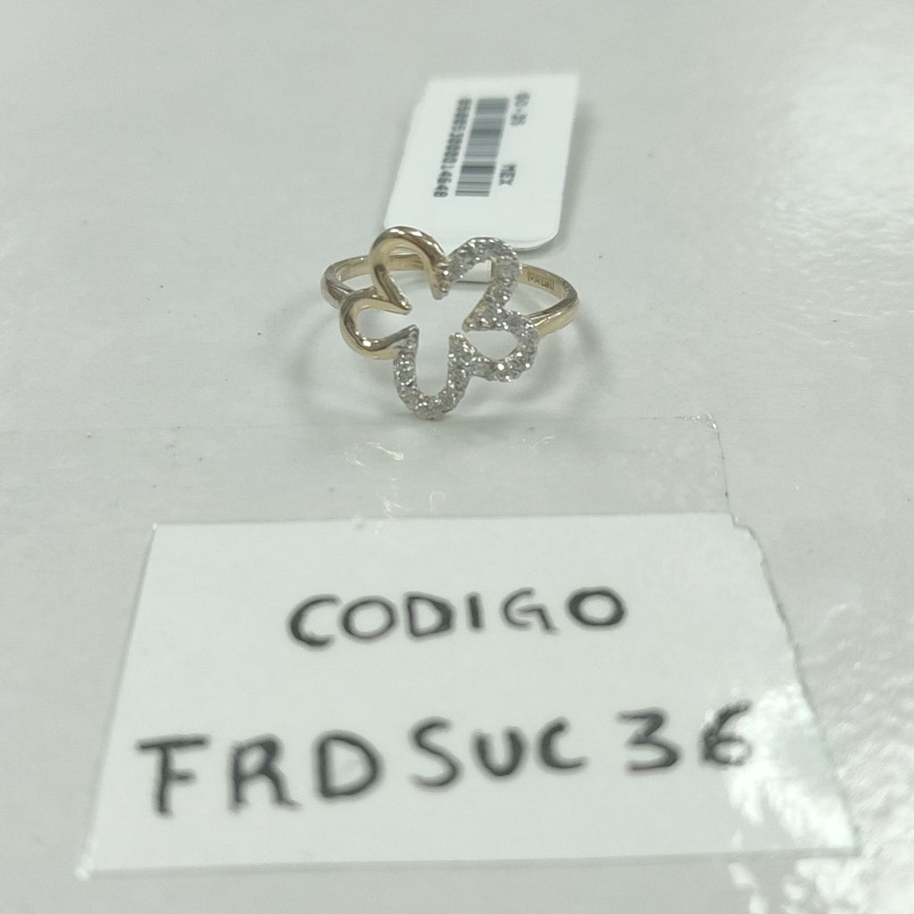 ANILLOS FIG FLOR C CIRCONIAS 14K TALLA 8 1.6 GR (NUEVO)