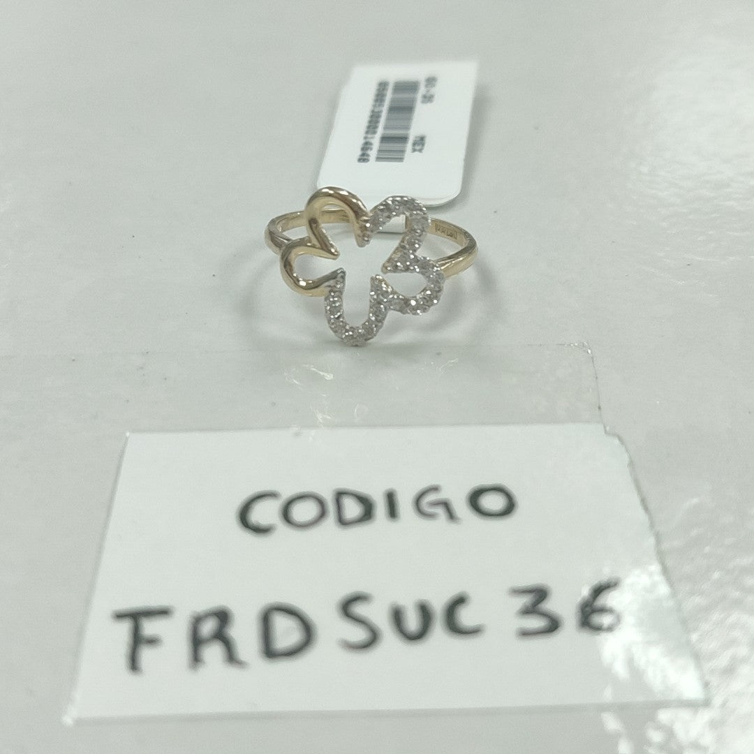 ANILLOS FIG FLOR C CIRCONIAS 14K TALLA 8 1.6 GR (NUEVO)