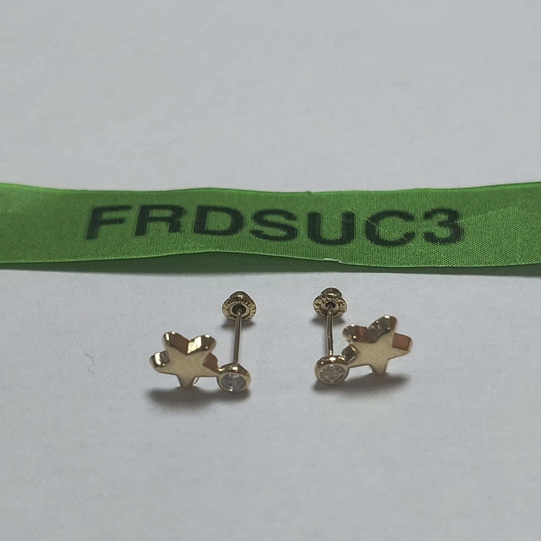 BROQUELES BROQUEL FIG ESTRELLA C CIRCONIA 14K 0.2603 GR (NUEVO)