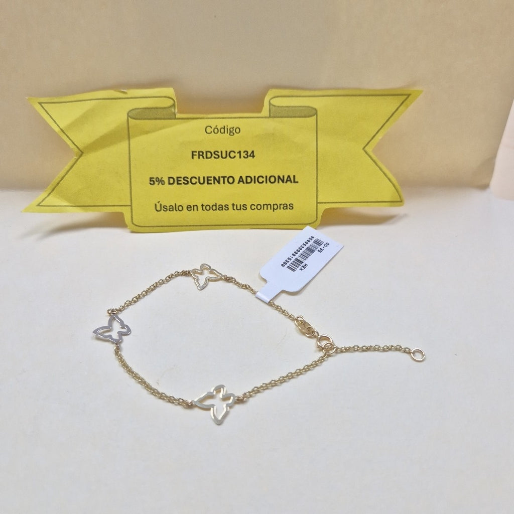 PULSERA ESPECIAL C MARIPOSAS 14K 18 CM 1.7 GR (NUEVO)