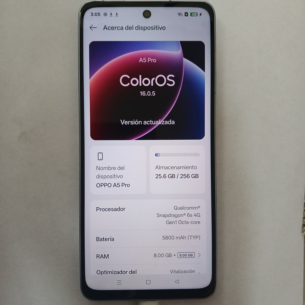 CELULAR OPPO A5 PRO CPH2711 (2025) 256 GB 8 GB RAM (SEMINUEVO)