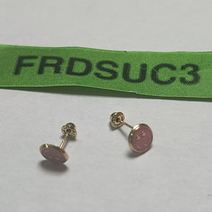 BROQUELES BROQUEL FIG SONRISA ESMALTE ROSA 14K 0.1696 GR (NUEVO)