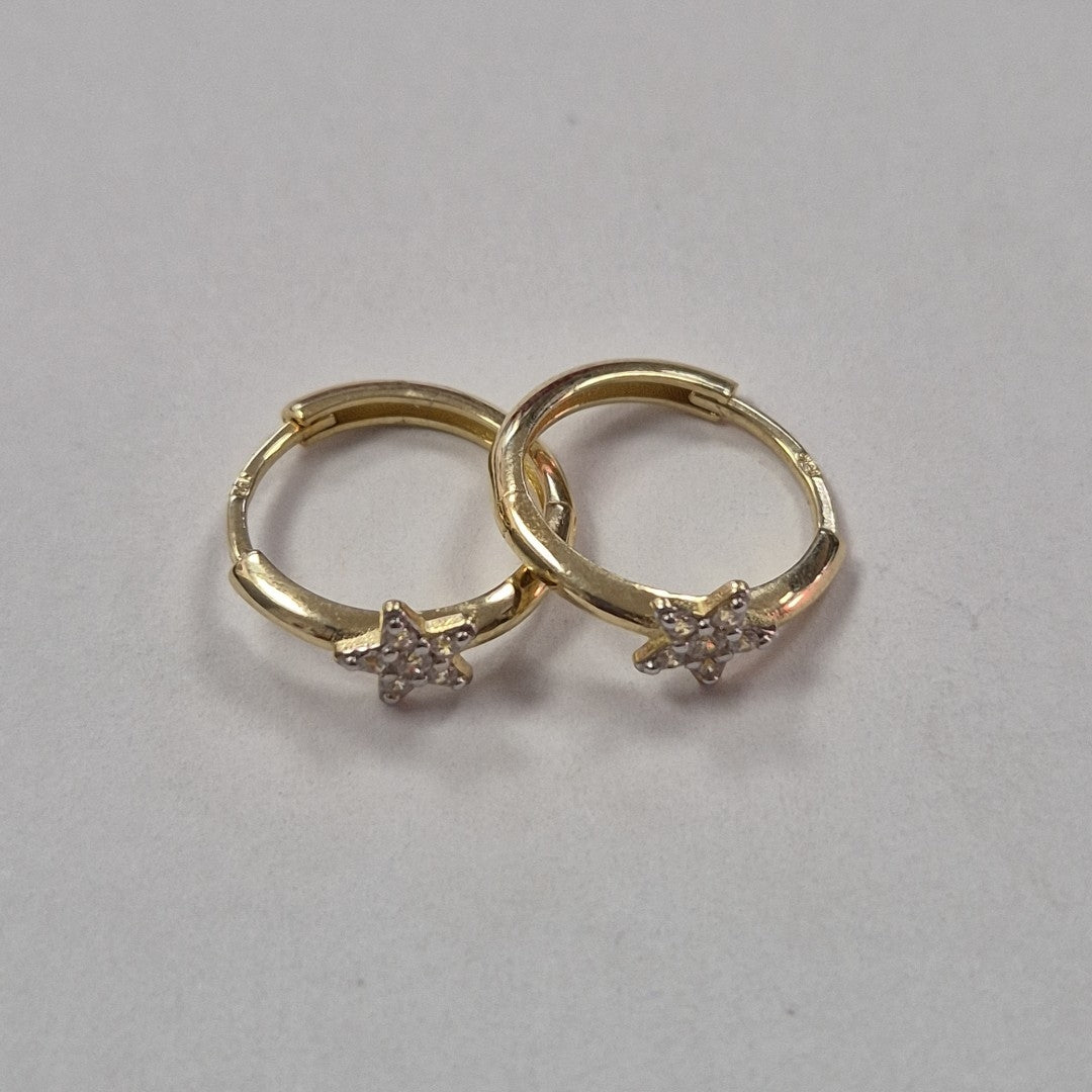 ARETES ARRACADAS FIG ESTRELLA CIRCONIAS 10K 1.6 GR (NUEVO)