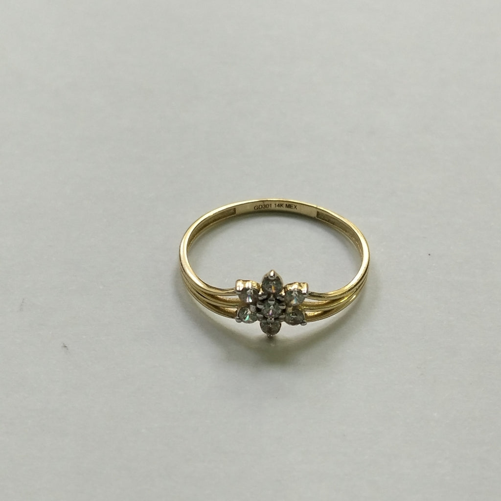ANILLO ANILLITO FLOR C CIRCONIAS 14K 9 TALLA 1.4 GR (NUEVO)