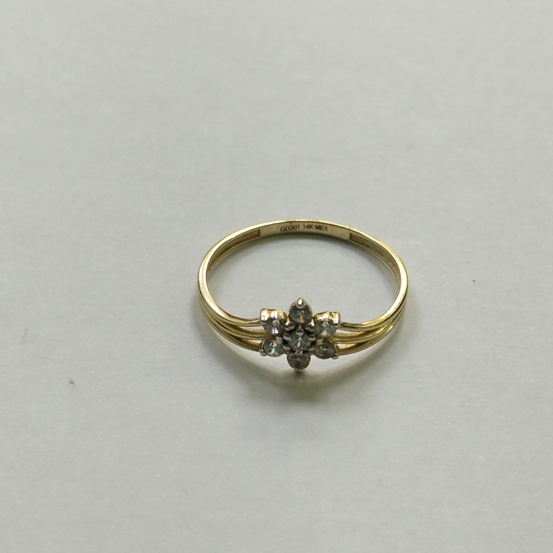 ANILLO ANILLITO FLOR C CIRCONIAS 14K 9 TALLA 1.4 GR (NUEVO)