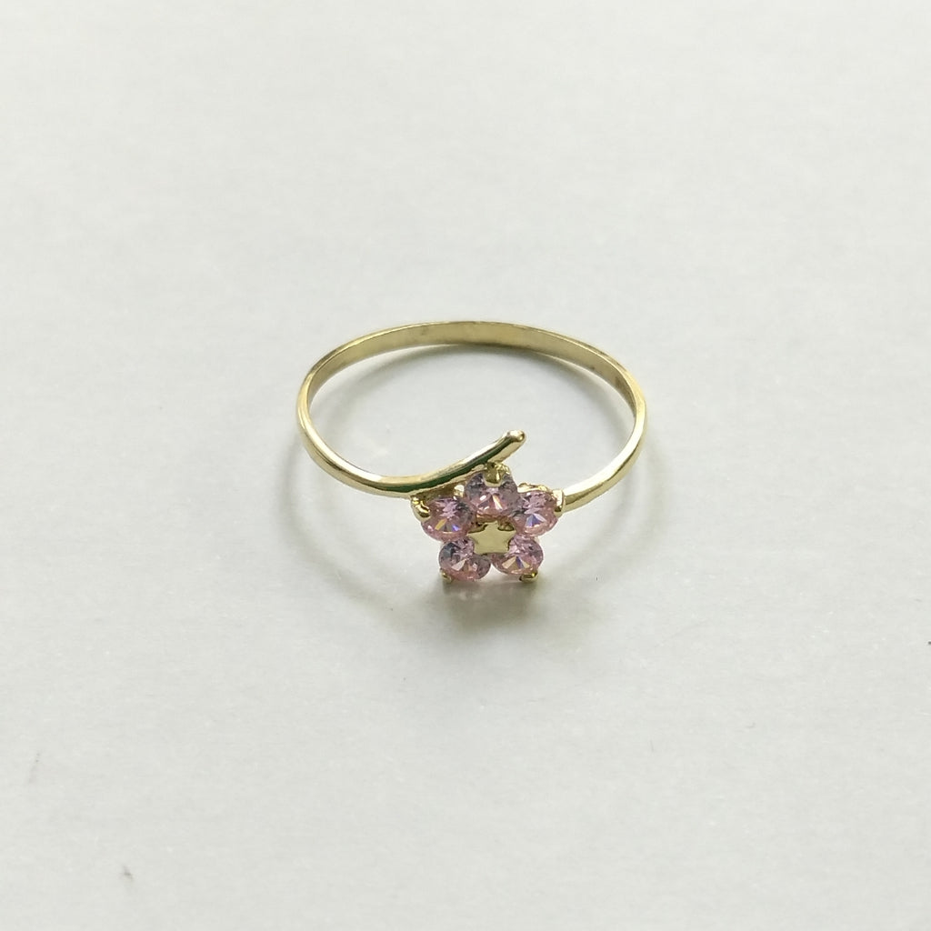 ANILLOS FIG FLOR CON PDRAS COL ROSA 14K TALLA 8 1 GR (NUEVO)