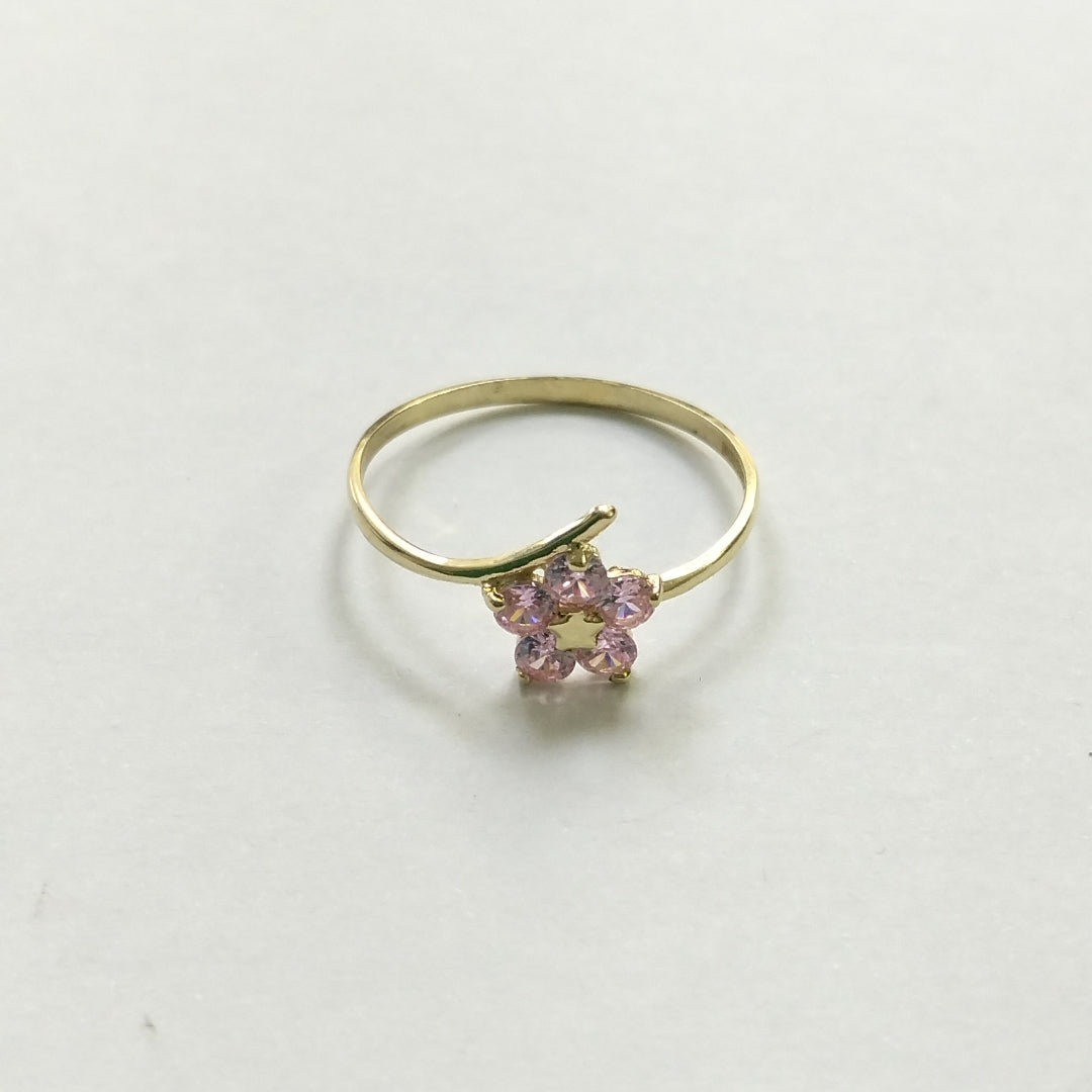 ANILLOS FIG FLOR CON PDRAS COL ROSA 14K TALLA 8 1 GR (NUEVO)