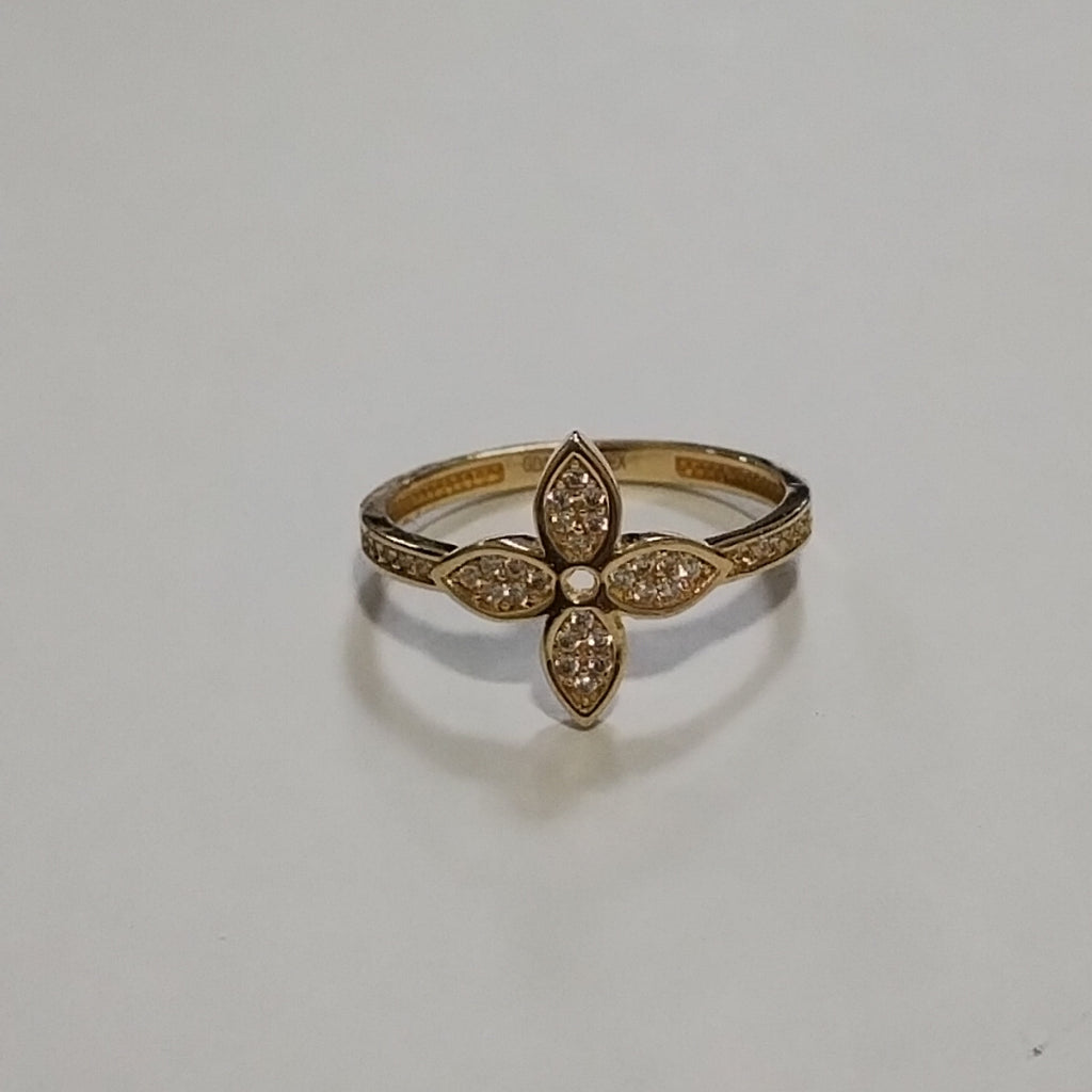 ANILLO ANILLITO FLOR C CIRCONIAS 14K 8 TALLA 2.1 GR (NUEVO)