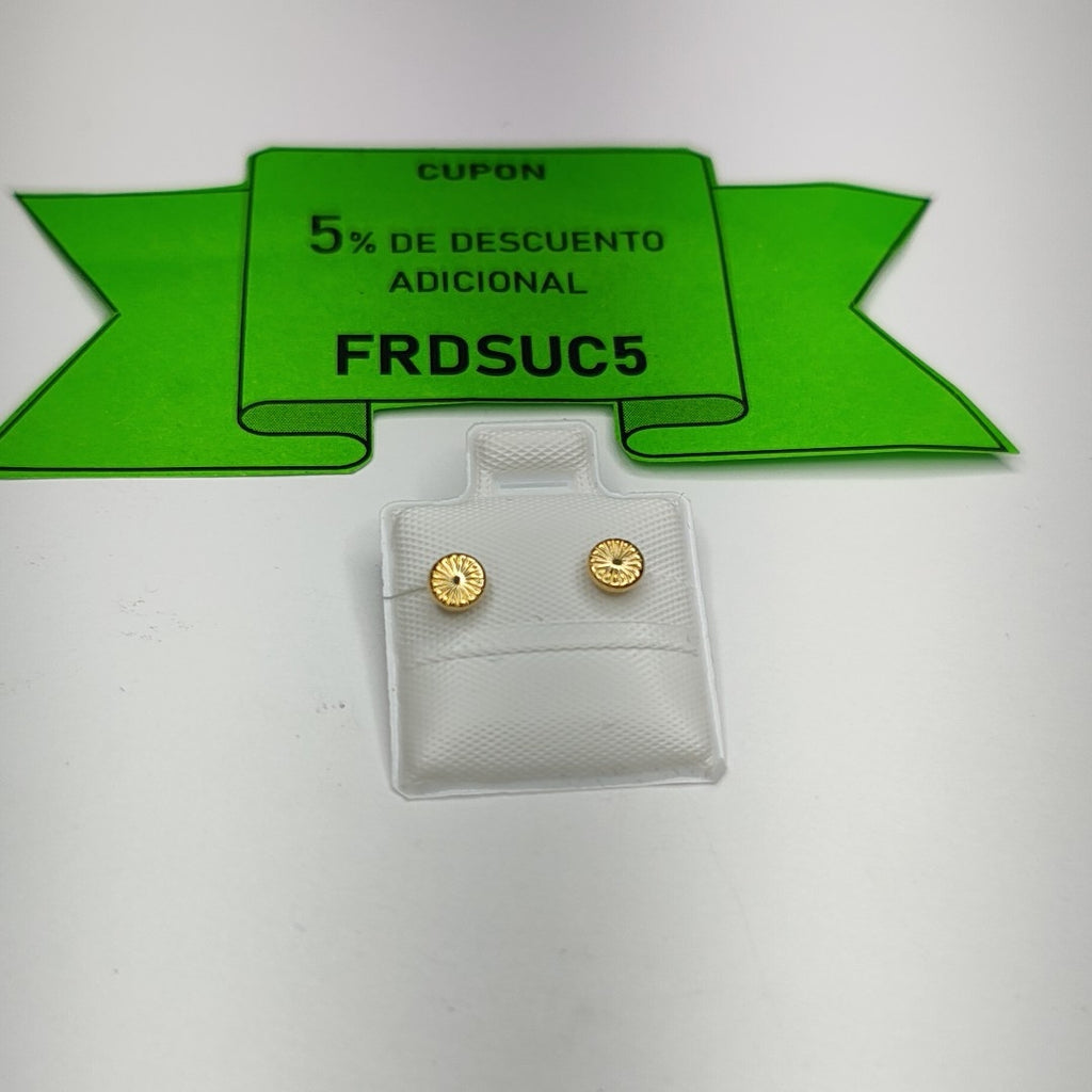 BROQUELES BROQUEL FIG BOTON RAYADO 14K 0.1577 GR (NUEVO)