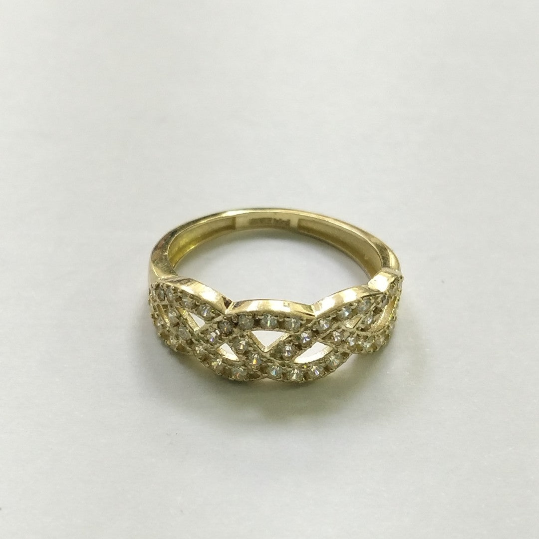 ANILLOS TRENZADO CON CIRCONIAS 14K TALLA 7 2.4 GR (NUEVO)