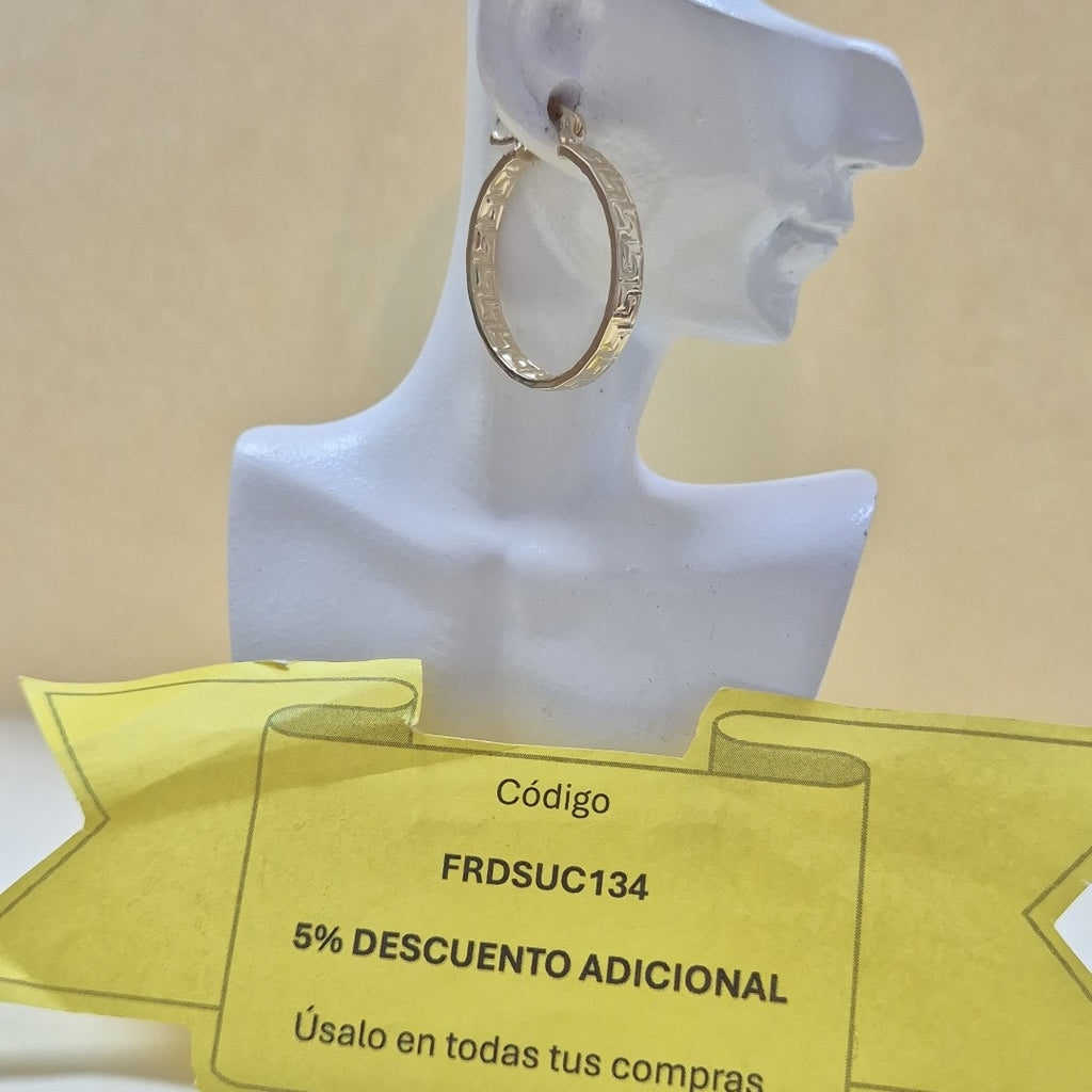 ARETES TEJIDO ARRACADA CON GRECAS 14K 2.7 GR (NUEVO)