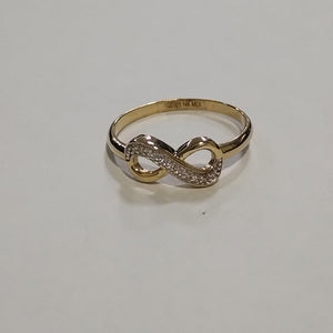 ANILLO ANILLITO FIG INFINITO C CIRCONIAS 14K 8 TALLA 1.8 GR (NUEVO)