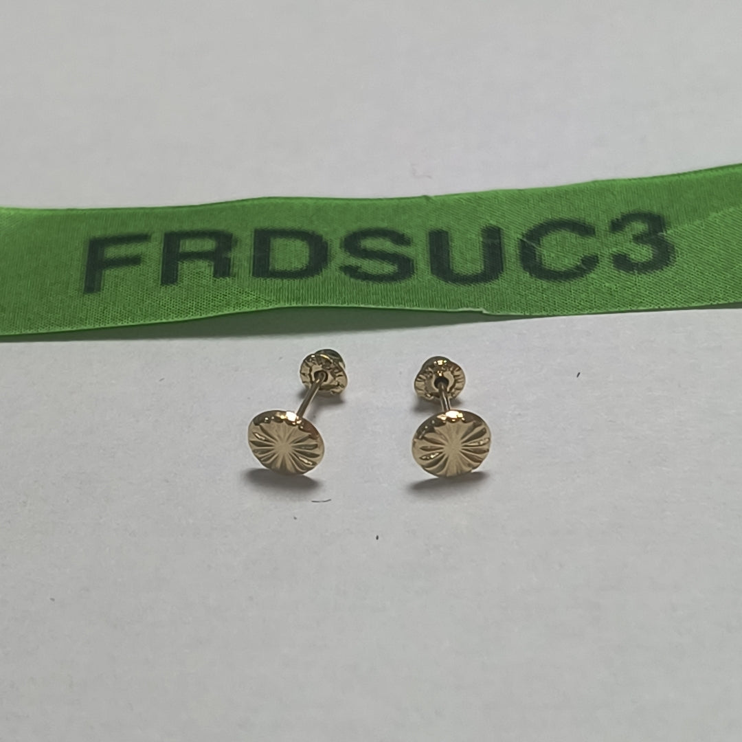BROQUELES BROQUEL FIG BOTON RAYADO 14K 0.1577 GR (NUEVO)