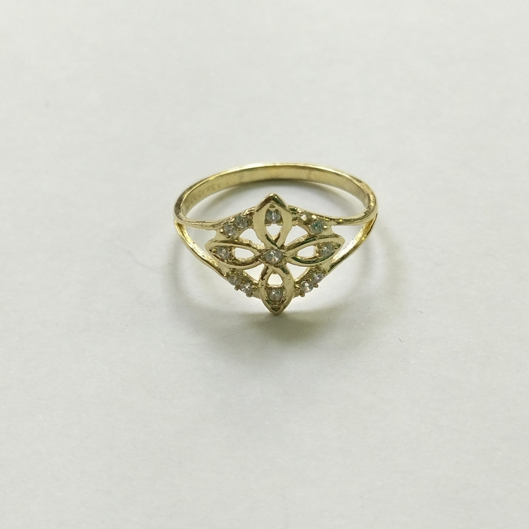 ANILLOS ANILLITO FIG NUDO DE BRUJA CON CIRCONIAS 10K TALLA 7 1.7 GR (NUEVO)