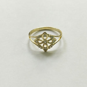 ANILLOS ANILLITO FIG NUDO DE BRUJA CON CIRCONIAS 10K TALLA 7 1.7 GR (NUEVO)