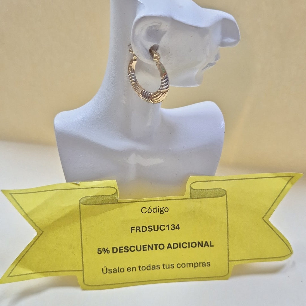 ARETES TEJIDO ARRACADAS COMBINADAS HUECAS 14K 1.9 GR (NUEVO)