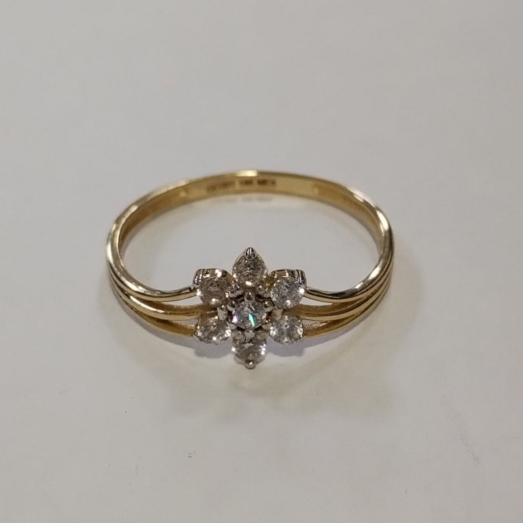 ANILLO ANILLITO FLOR C CIRCONIAS 14K 7 TALLA 1.4 GR (NUEVO)