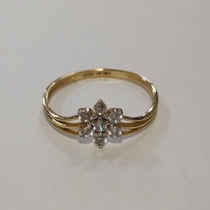 ANILLO ANILLITO FLOR C CIRCONIAS 14K 7 TALLA 1.4 GR (NUEVO)